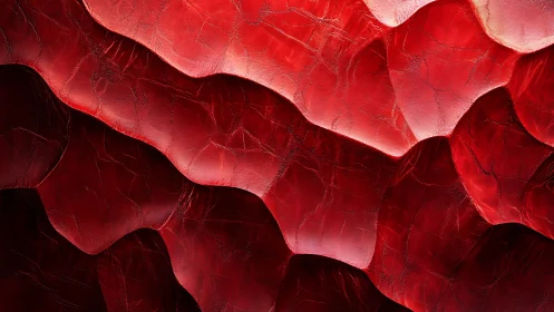 Velvet red waves unfolding across a glowing abstract landscape.