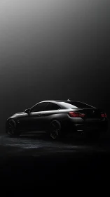 Low-key photorealistic coupe in dramatic chiaroscuro lighting.