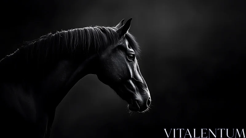 Quiet strength in the shadows with a black horse profile.