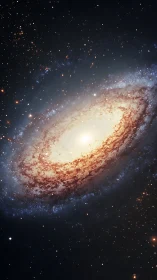Spiral galaxy whirls like a luminous cosmic vinyl record