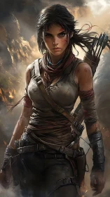 Fearless jungle wanderer strides through stormy embers.