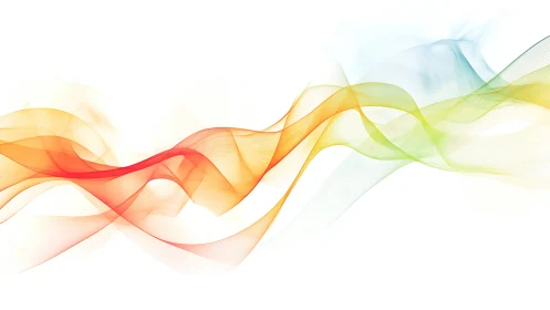 Gentle rainbow ribbons drifting across a quiet white sky.