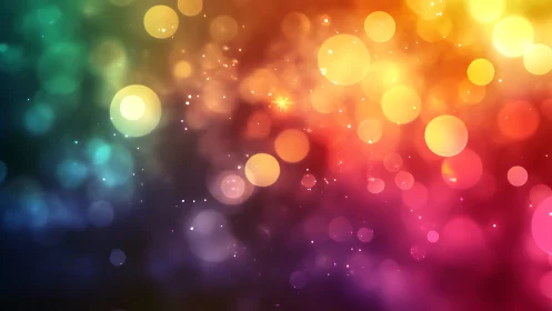 Multicolored bokeh light circles form a soft abstract gradient