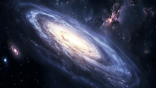 Spiral galaxy whirlpool pouring starlight into deep silence.