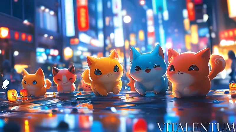 Procedurally Generated Felidae Characters in Urban Neon Environment with Depth-of-Field Rendering