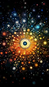 Radiant cosmic mandala exploding into fractal starfields.