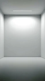 Empty white interior room with overhead linear ceiling light.