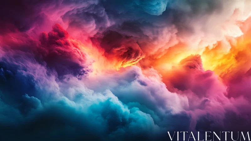 Nebulous storms argue in neon hues across a painted sky