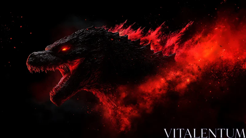 Infernal Kaiju Profile in Dynamic Red Particle Plume.