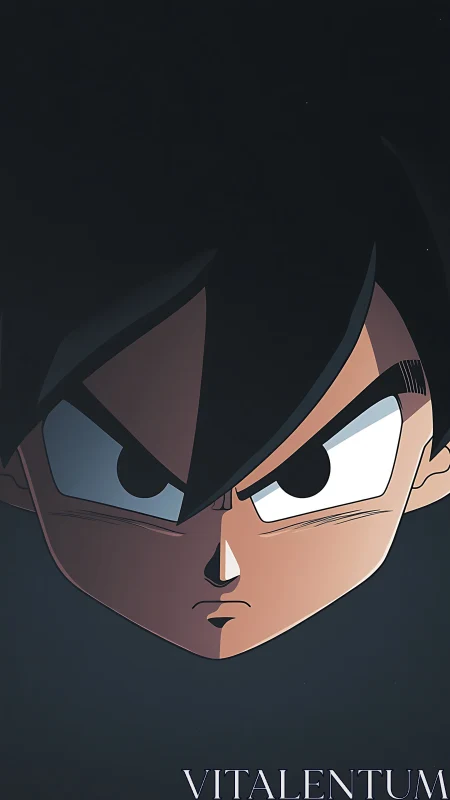 Symmetrical close-up of intense anime boy under hard shadow