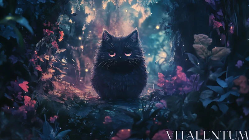 Digital Felidae Portrait with Volumetric Lighting and Chromatic Floral Ambient Environment