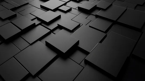 Matte black geometric panels in staggered 3D grid layout.