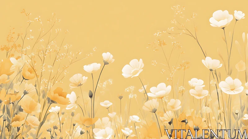 Soft Ethereal Wildflower Field with Luminous Cream and Butter Tones