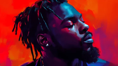 Chromatic portrait study with saturated thermal lighting gradients.