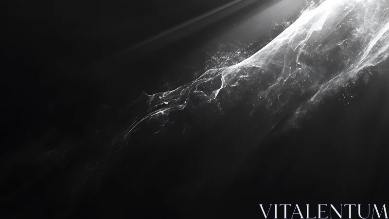 Ethereal Light Stream in Abstract Black and White Digital Art.
