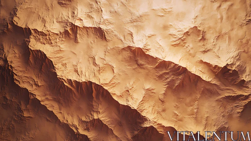 Martian desert canyon relief under warm directional light.