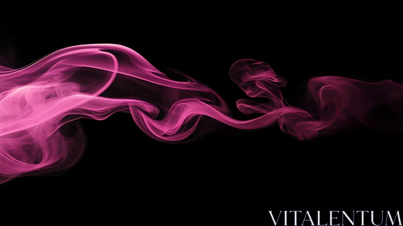 Photorealistic magenta smoke wave on deep black ground.
