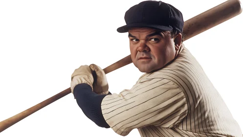 Vintage baseball batter in rotational loading stance portrait.
