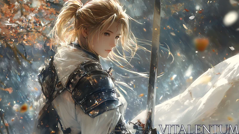 Autumn light on the gentle resolve of a silver-haired knight.