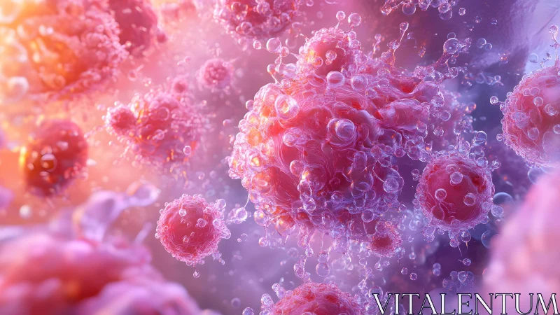 Microscopic View of Cells in Vivid 3D Digital Art Style.