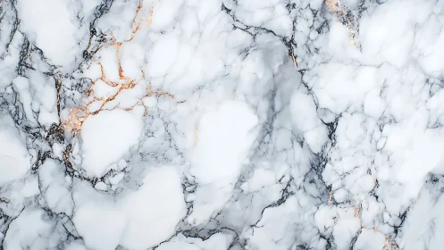 White marble surface shimmers with subtle gold and gray veins