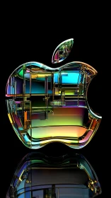 3D glassy tech emblem with prismatic internal architecture.