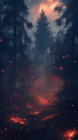 Inferno Stalks Through Ancient Pines at Dusk