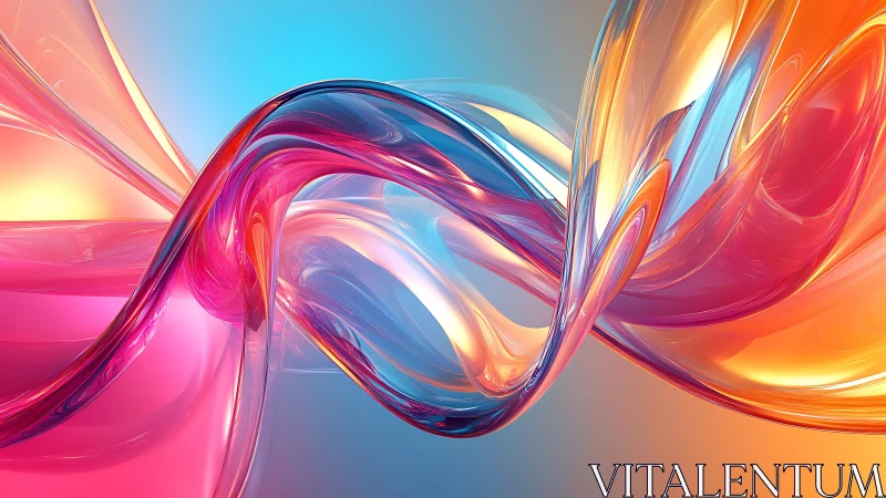 Fluid glass ribbons in vibrant neon gradient space.