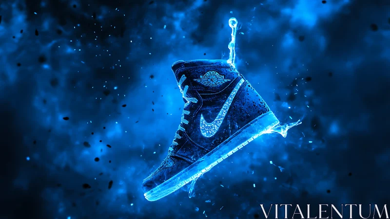 Electric blue sneaker glowing with bold, high-energy style.