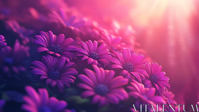 Radiant Pink Daisies Glowing in Soft Dreamy Light