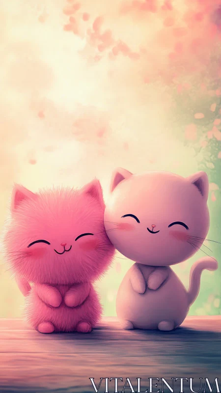 Two Happy Kittens Sharing a Moment of Joy.