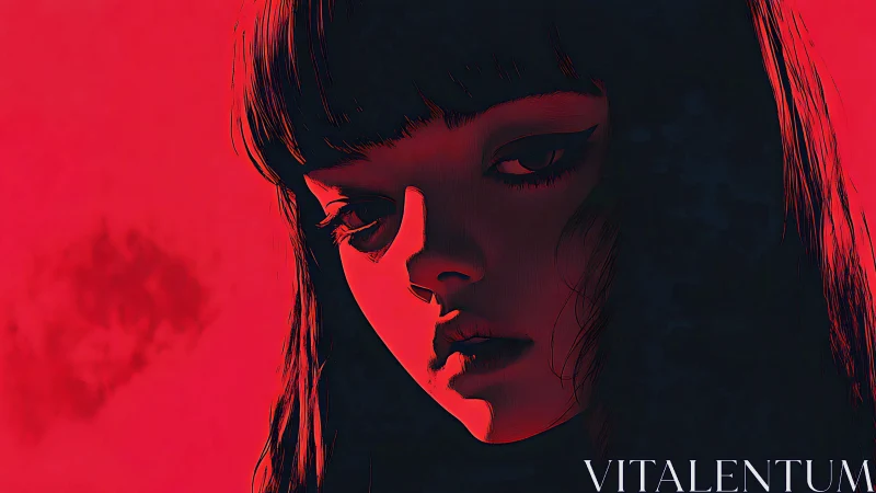 Chromatic chiaroscuro portrait under saturated red field.