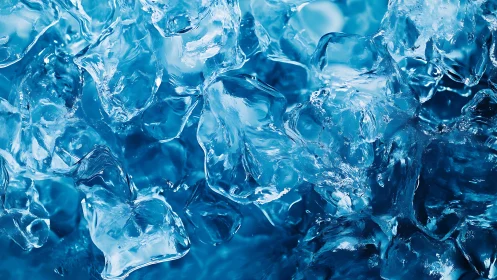 Close-up view shows clustered translucent blue ice cubes