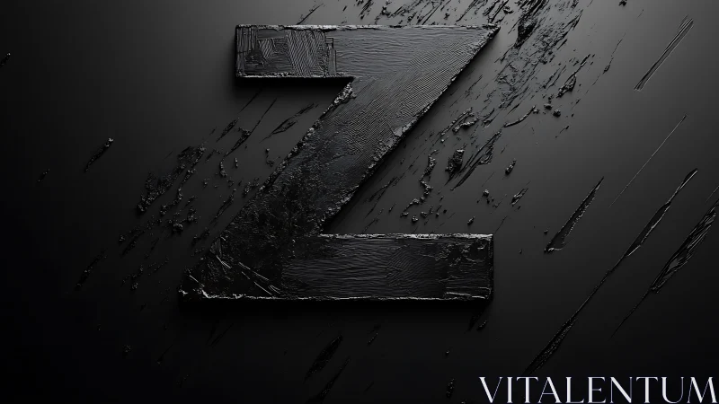 Bold black Z emerges in textured abstract darkness
