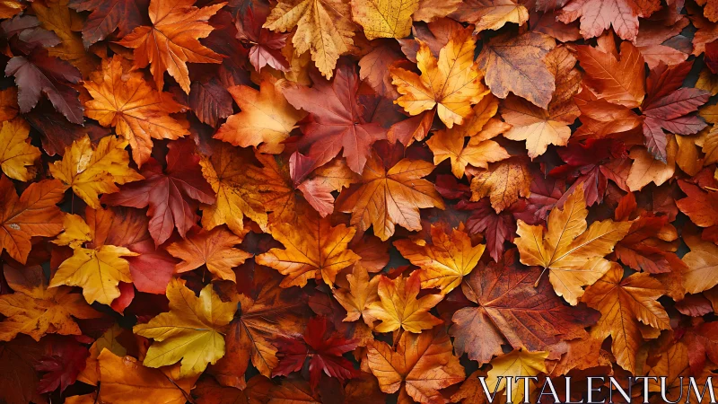 Autumn maple leaves create a rich carpet of warm color.