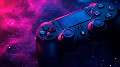 Galactic glow wraps a game controller in vivid neon color