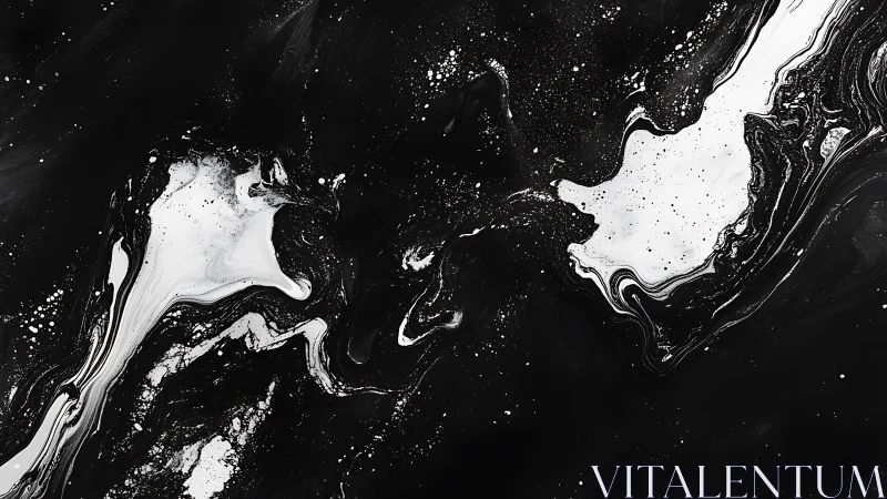 Flowing monochrome galaxies drifting in inky night skies.