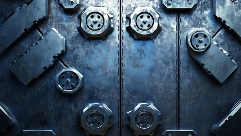 Industrial steel door surface renders precision mechanical plating