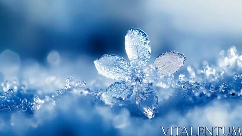 Macro study of crystalline ice flower with shallow depth of field