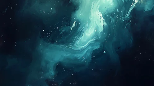 Gentle teal nebula swirling through a quiet starry night.