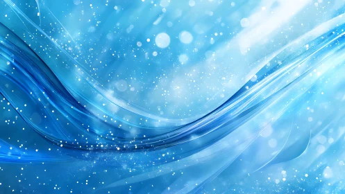 Glowing sapphire light waves with sparkling particle drift.