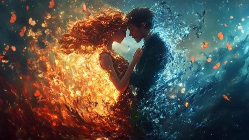 Fire and Ice: Two souls meet in elemental collision.