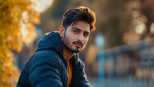 Sunlit gaze lingers where autumn turns city streets to gold