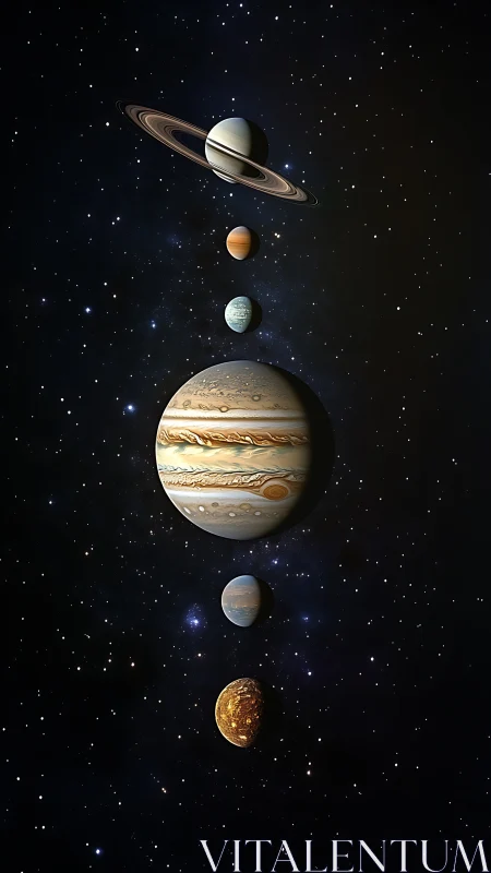 Planets align in a luminous cosmic staircase of deep space