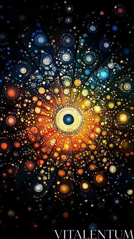 Radiant cosmic mandala exploding into fractal starfields.