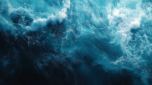 Rolling teal waves in a bright, untamed ocean tapestry.