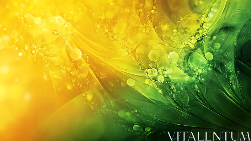 Luminous yellow green fractal waves form glowing organic flow