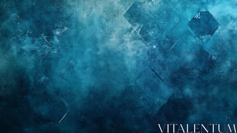 Textured blue abstract background with faint geometric forms.