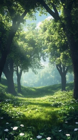 Emerald Cathedral Where Sunlight Dances Through Ancient Canopy