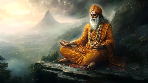 Mountain dawn kneels as the orange sage dissolves in silence